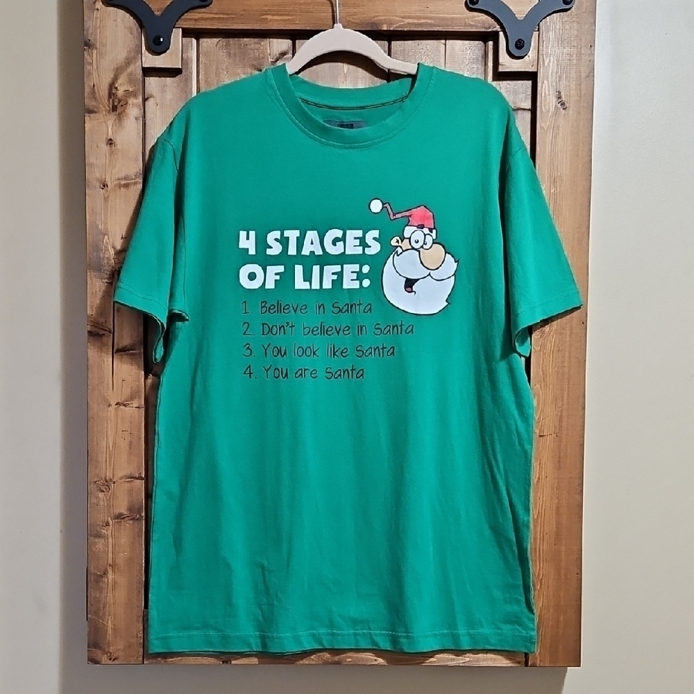 Match Green 4 Stages Of Life Santa Christmas Novelty Tshirt Mens M